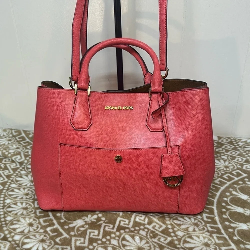 Michael Kors Greenwich Large Tote Grab Bag Watermelon/Luggage/Tote/Crossbody